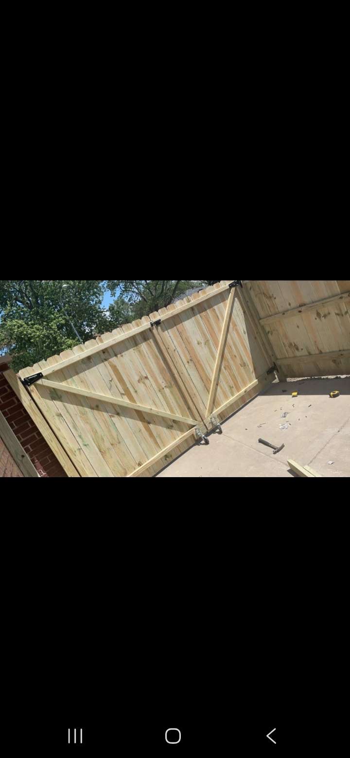 New wood gate and fence